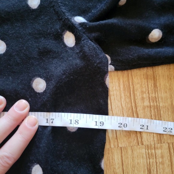 Talbots Sweater Top Shirt Womens Large Black White Polka Dot Merino Wool Career - Picture 7 of 10